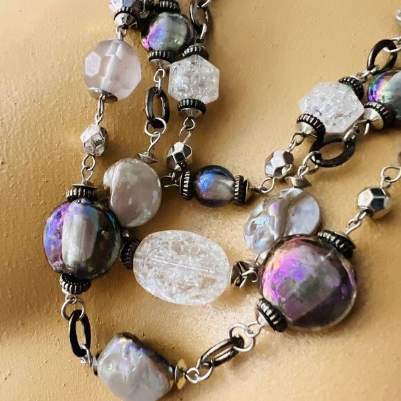 Ruby Rd Necklace Layered Chunky Statement Frosted Carnival Lucite Glass 4422 - Picture 5 of 12